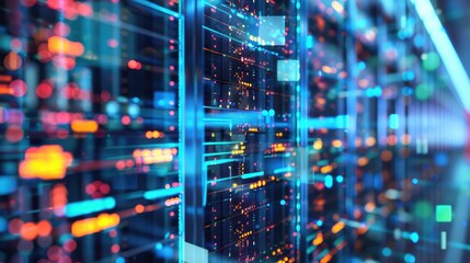 Vibrant Abstract Technology Data Center Background for Digital Solutions