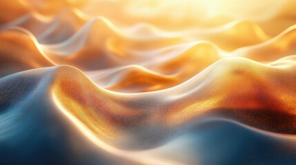 Fototapeta premium Golden Hour Abstract Waves: A Serene Digital Landscape