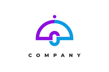 letter o umbrella minimal logo design