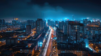 Stunning Nightscape of a Vibrant Urban City Skyline