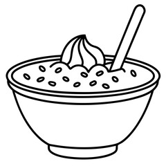 Vector Line Art Smoothie Bowl Illustration