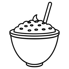 Vector Line Art Smoothie Bowl Illustration