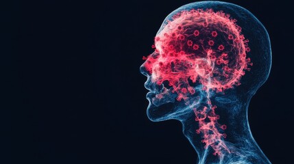 Health virus attack anatomical x-ray of brain in detail