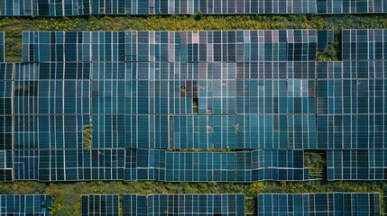Obraz premium Aerial View of Solar Panels in a Sustainable Energy Landscape