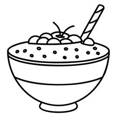 Vector Line Art Smoothie Bowl Illustration