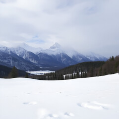 snow covered mountains