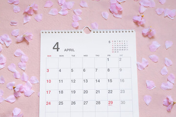 4月のカレンダー　春素材