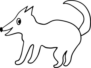 smiling dog standing and looking back