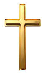Gold cross on a transparent background