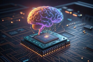 Advanced AI brain simulation displayed on a futuristic interface