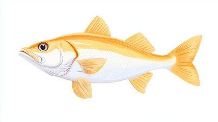 charming illustration of flounder fish showcasing vibrant yellow and white colors, swimming gracefully in aquatic environment