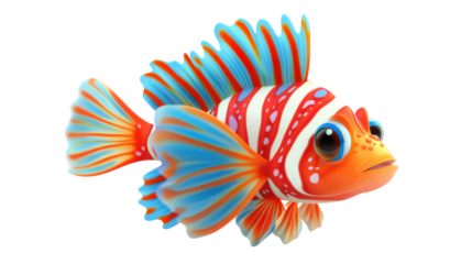 Lionfish cartoon character isolated on white background