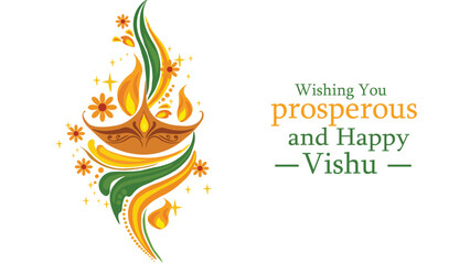 Obraz premium Elegant Vishu Greeting with Floral Lamp Design