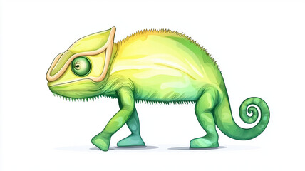 Obraz premium lively chameleon illustration showcasing vibrant green colors and unique features. This single animal stands out with its distinctive shape and texture, embodying essence of nature