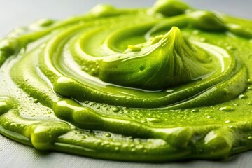 Close-up of olive green slime on surface, texture, drippy, sticky, surface texture, wet