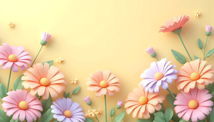 Obraz premium Pastel Paper Flowers A Delicate Spring Blossom Arrangement