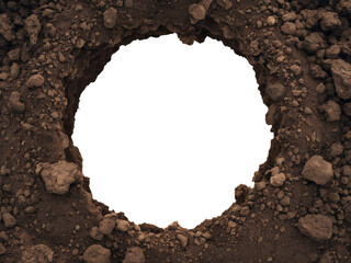 Moist Soil with Circular Hole and Rich Texture