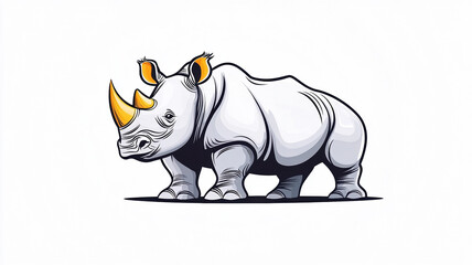 Obraz premium Rhinoceros illustration showcasing wild animal with distinct features and strong presence. design emphasizes animal unique horn and robust body, capturing its essence beautifully
