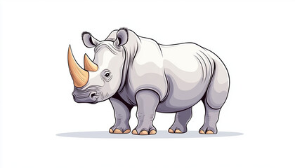 Fototapeta premium detailed illustration of rhinoceros, showcasing its unique features and strong physique. This wild animal represents strength and resilience in nature