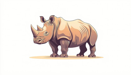 Fototapeta premium detailed illustration of rhinoceros showcasing its unique features and textures. artwork captures essence of this wild animal in stylized manner, emphasizing its strength and presence