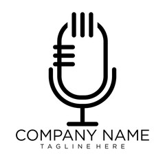 Mic podcast logo icon sound wave technology, vector abstract logo