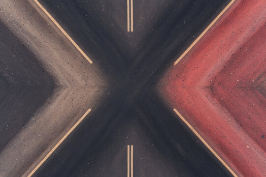 A crosswalk with a red line in the middle