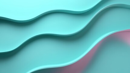 Fototapeta premium Abstract Wavy Surface Design in Vibrant Turquoise and Soft Pink Colors Creating a Modern Aesthetic Background for Digital and Print Applications