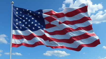 Obraz premium American Flag Waving Proudly Under a Bright Sky