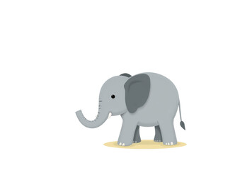 Fototapeta premium Gray elephant with a small yellow bird on a cloud transparent background