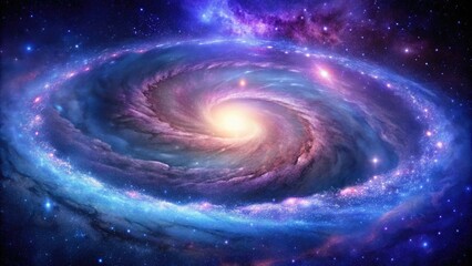 Obraz premium Celestial scene depicting a majestic spiral galaxy with vibrant purple and blue hues, planets, stargazing, galaxies, stellar