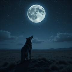 wolf howling at the moon