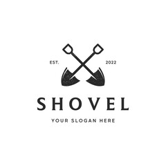 Shovel icon logo vector illustration design.Black Shovel icon logo isolated on white background.