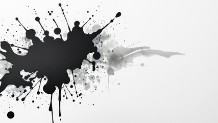Naklejka premium Black ink splatter with paint roller marks, paint roller marks, dark colors, bold lines