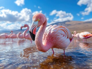 Witness the breathtaking beauty of flamingos in their tranquil lagoon habitat Ecotourism and conservation efforts ensure the preservation of this scenic wonder, allowing travelers to observe these