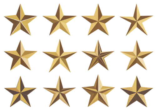 Elegant Golden Star-Shaped Objects in Symmetrical Arrangement