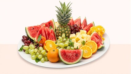 Vibrant fruit platter on ceramic plate