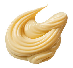 Swirling Creamy Yellow Sauce on White Background