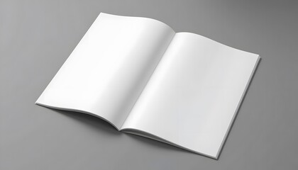 White empty open page book mockup or magazine isolated on grey background, brochure catalogue prospectus diary paper mockups presentation