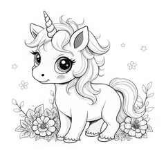 Unicorn, coloring page, grayscale coloring pages Art & Illustration