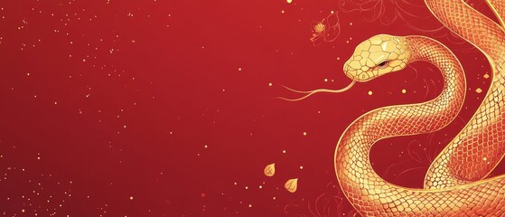 Obraz premium flat vector banner with a gold snake. chinese new year