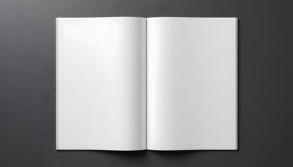 White empty open page book mockup or magazine isolated on grey background, brochure catalogue prospectus diary paper mockups presentation