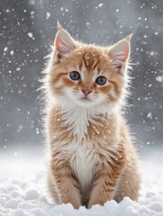 Adorable Kitten in the Snow