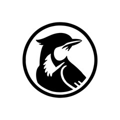 Logo jay bird with circle icon vector illustration design on white background.