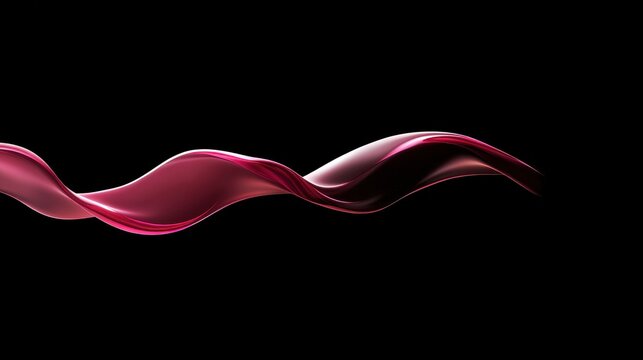 Graceful Flow of Red Wave on a Black Background, Captivating Movement and Texture Showcasing Artistic Fluidity and Elegance in Abstract Imagery
