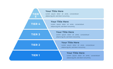 Pyramid Infographic with 5 Steps and Editable Text for Business Presentation, Poster, Banner and Booklet.