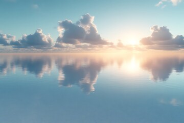 Obraz premium Calm ocean sunset reflection, cloudscape