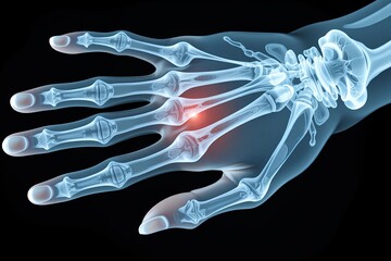 Naklejka premium Hand X Ray Showing Severe Metacarpal Bone Pain and Injury