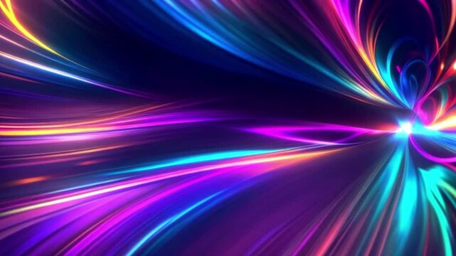 Vibrant, electrifying abstract background depicting light speed, with a mesmerizing swirl of colorful lights, evoking a sense of limitless energy and cosmic wonder.