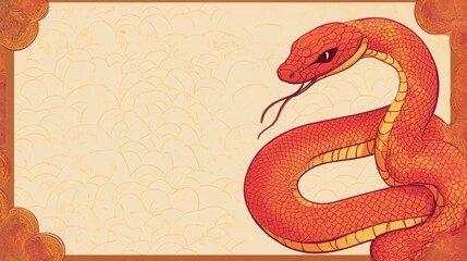 Obraz premium chinese new year. flat vector banner with a red snake. 