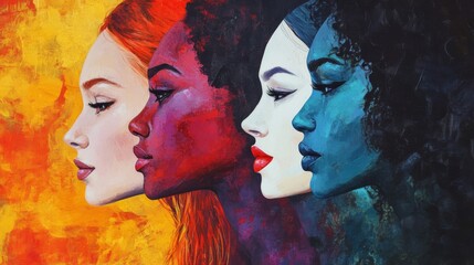 Fototapeta premium Colorful Portraits of Diverse Women